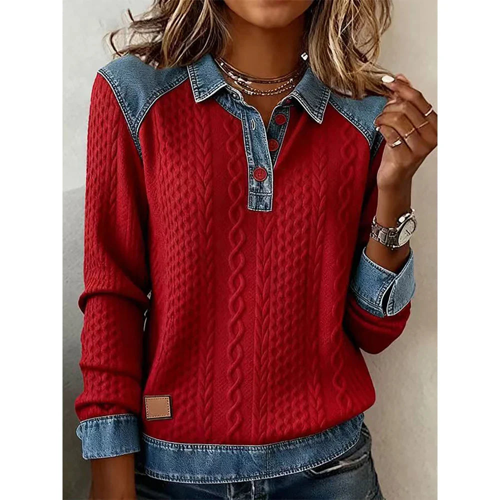 Camicia Denim Patchwork Donna